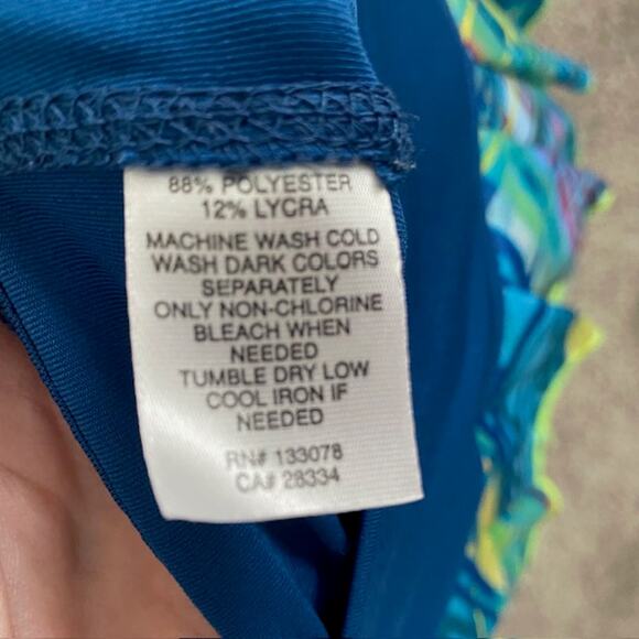 Lucky in Love Skort Blue Green Plaid Pleated Tiered Yellow Trim13 " Women Medium - Picture 7 of 8